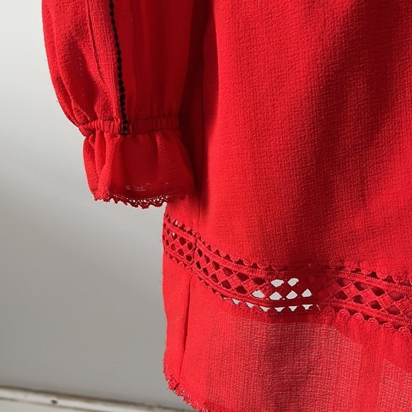 Rebecca Minkoff Red Dress Long Sleeve with Drawstring Waist - Picture 4 of 8